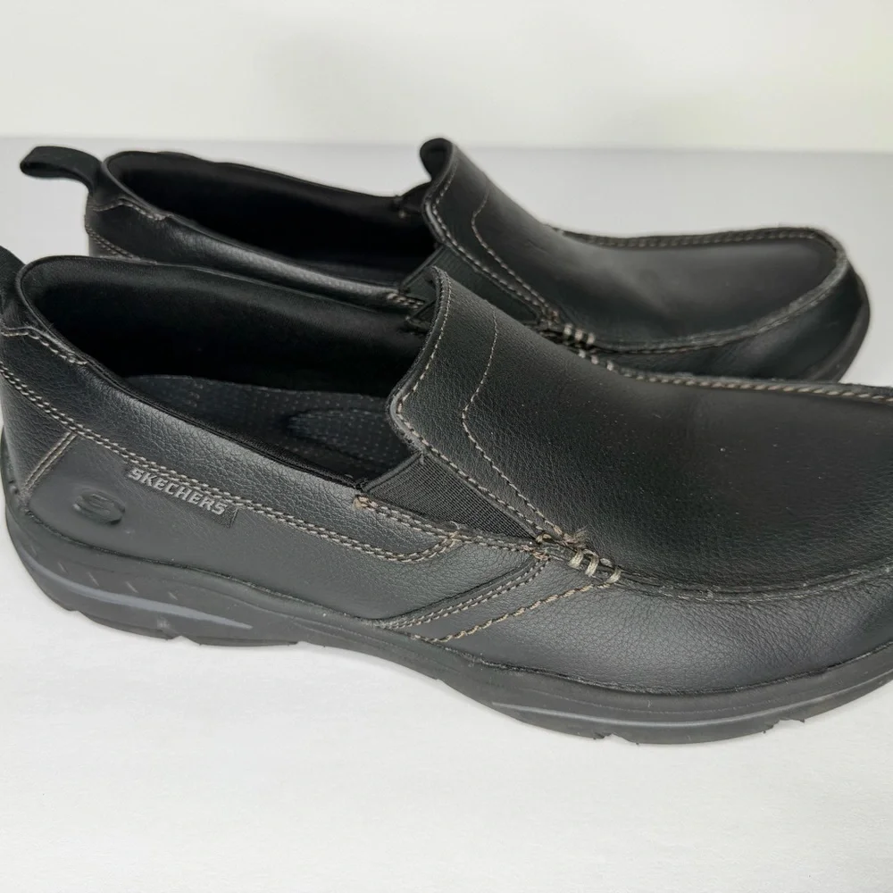 Skechers Shoes Mens 8.5 Black Relaxed Fit Harper Forde Loafer Leather